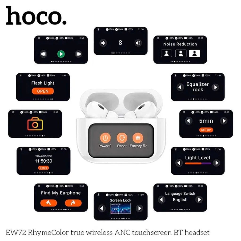Hoco EW72 - سماعات لاسلكية بشاشة لمس وعزل ضوضاء ANC